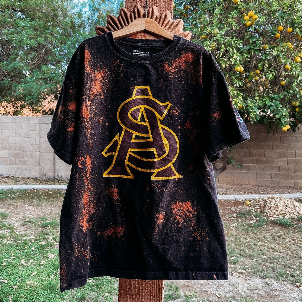 CHAMPION ASU CUSTOM ACID-WASHED T-SHIRT SZ SMALL